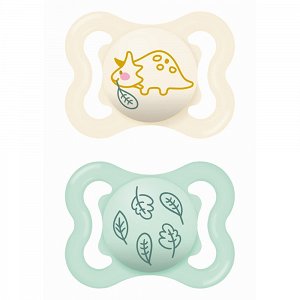 Mam Orthodontic Silicone Pacifiers Supreme 2-6 Months –  Green & Beige (2 pcs)