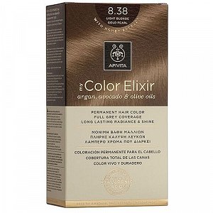 Apivita My Color Elixir Permanent Hair Color - Light Blonde Gold Pearl 8.38, 1 PCs