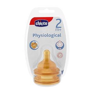 Chicco Rubber Nipple, Moderate flow of 2m +