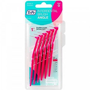 Tepe Angle Interdental Toothbrush Size 0 - 0.4mm (Fuchsia) 6Pcs