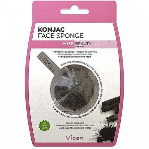 Vican Wise Beauty Konjac Face Sponge With Bamboo Charcoal Powder 1Pcs