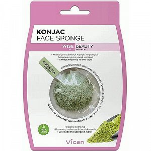 Vican Wise Beauty Konjac Face Sponge With Green Tea Powder 1Pcs