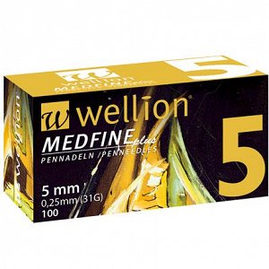Wellion Medfine Plus 5mm Insulin Pen Needles 31g 100pcs