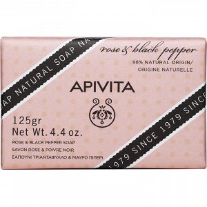 Apivita natural Soap, Rose & Black Pepper Soap 125g