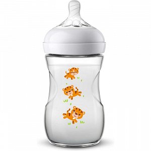Avent Natural Polypropylene Bottle with Silicone Nipple - Tigers, 260ml