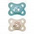 Mam Orthodontic Silicone Pacifiers Original 2-6 Months – Fox/Raccoon Design, Green & Beige (2 pcs)