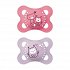 Mam Orthodontic Silicone Pacifiers Original 2-6 Months – Fox/Owl Design, Pink & Purple  2 pcs