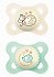 Mam Original Night Silicone Pacifiers Beige-Mint Hedgehog Design for 2-6 Months 2pcs