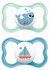 Mam Orthodontic Silicone Pacifiers Air 6-16 Months – Green/Blue Design – Shark/Boat 2 items