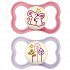 Mam Air Night Silicone Pacifiers Pink-Purple for 16+ Months (2pcs)