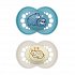 Mam Orthodontic Silicone Pacifiers Original Day and Night 16+ Months – Bear Design, Blue & Beige 2 pcs